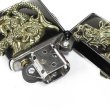 Photo3: Zippo Double Rampage Gold Dragon 4-sides Metal Onyx Black Nickel Japan 1000 Limited Oil Lighter (3)