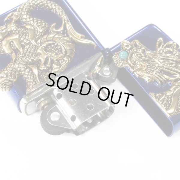 Photo3: Zippo Rampage Gold Dragon 2-sides Metal Turquoise Blue Japan 100 Limited Oil Lighter (3)