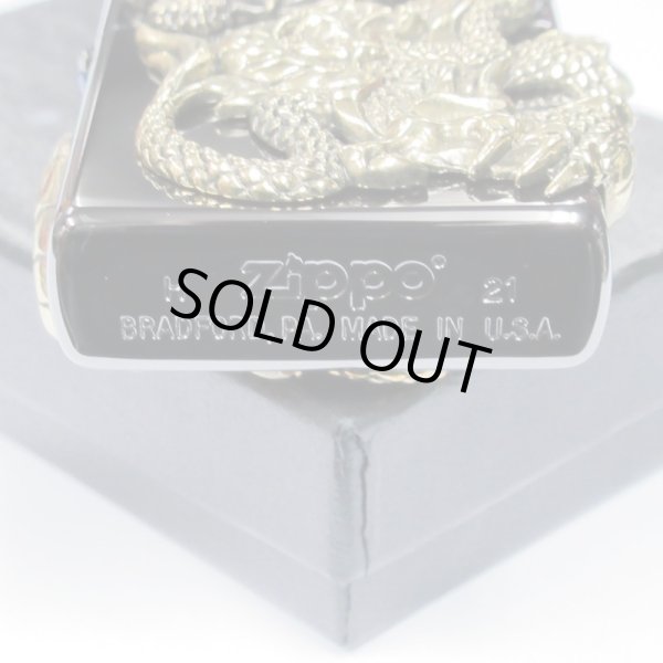 Photo4: Zippo Double Rampage Gold Dragon 4-sides Metal Onyx Black Nickel Japan 1000 Limited Oil Lighter (4)