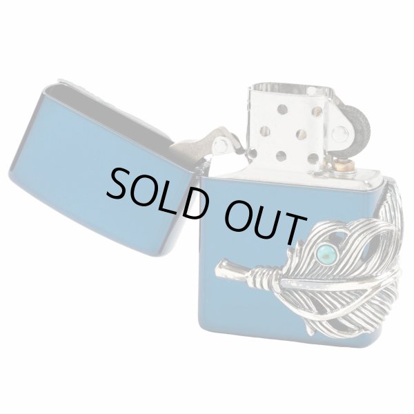 Photo3: Zippo Big Eagle Feather 3-sides Metal Turquoise Ion Blue Japan Limited Oil Lighter (3)