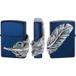 Photo1: Zippo Big Eagle Feather 3-sides Metal Turquoise Ion Blue Japan Limited Oil Lighter (1)