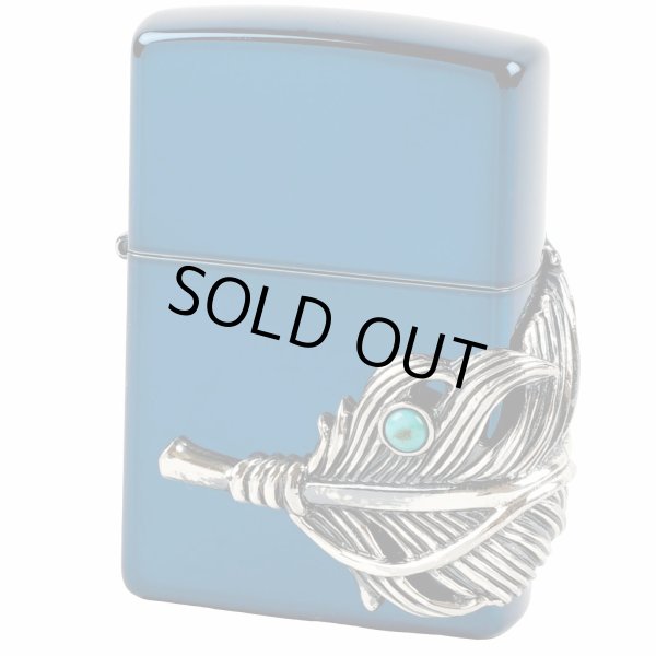 Photo2: Zippo Big Eagle Feather 3-sides Metal Turquoise Ion Blue Japan Limited Oil Lighter (2)