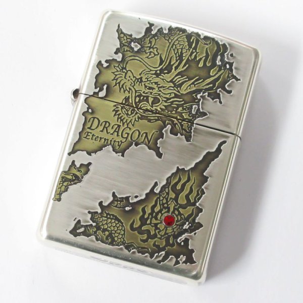 Photo1: Zippo Rampage Dragon Oxidized Silver Brass Etching Rhinestone Oil Lighter Japan Limited (1)