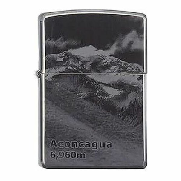 Photo1: Vintage Zippo Aconcagua 6960m Laser Engraving Black Titanium Japan Limited Oil Lighter (1)