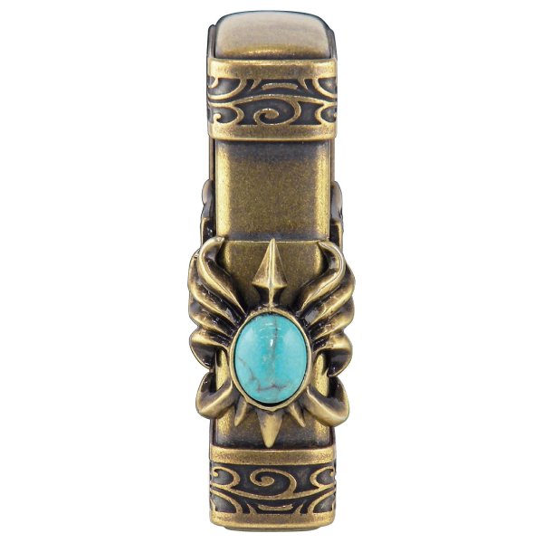 Photo3: Zippo Turquoise Wing 3-sides Metal Plate Oxidized Brass Barrel Finished Japan Limited Oil Lighter (3)