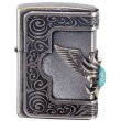 Photo2: Zippo Turquoise Wing 3-sides Metal Plate Oxidized Barrel Finished Japan Limited Oil Lighter (2)