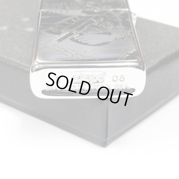 Photo6: Used Slim Zippo HYSTERIC GLAMOUR Both Sides Etching Japan Limited Oil Lighter (6)