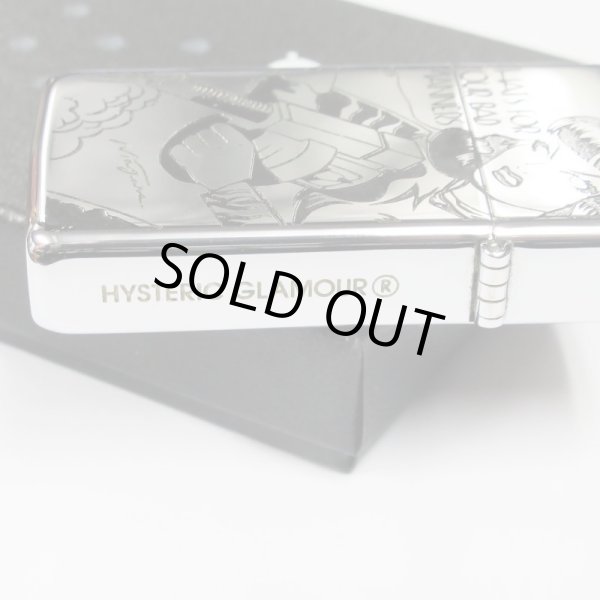 Photo4: Used Slim Zippo HYSTERIC GLAMOUR Both Sides Etching Japan Limited Oil Lighter (4)