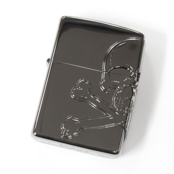 Photo1: Zippo Skull Crossbones 3-sides Metal Black Nickel Plating Japan Limited Oil Lighter (1)