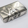 Photo2: Zippo Skull Crossbones 3-sides Metal Oxidized Nickel Plating Japan Limited Oil Lighter (2)