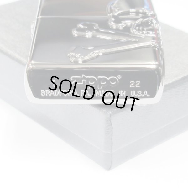 Photo5: Zippo Skull Crossbones 3-sides Metal Black Nickel Plating Japan Limited Oil Lighter (5)