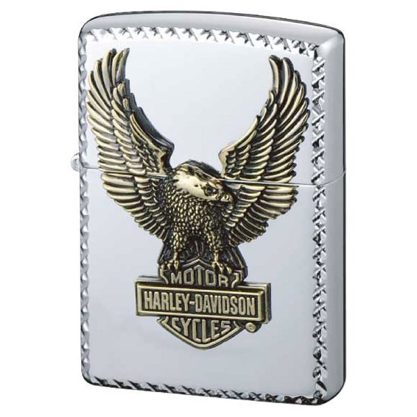 Photo1: Zippo Harley Davidson Japan Limited Silver Plating Big Eagle Brass Metal HDP-23 Oil Lighter (1)