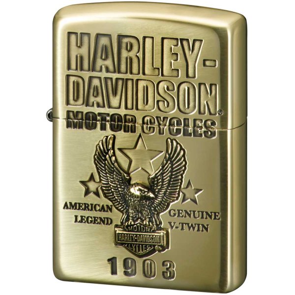 Photo1: Zippo Harley Davidson Japan Limited Oxidized Brass Plating Eagle Metal HDP-60 Oil Lighter (1)