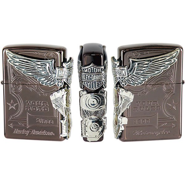 Photo1: Zippo Harley Davidson Japan Limited 3-sides Metal Titanium Brown Silver Plating HDP-49 Oil Lighter (1)