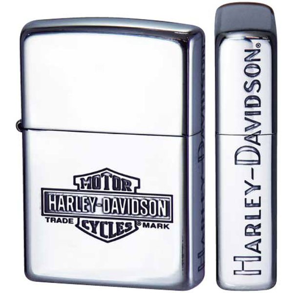 Photo1: Zippo Harley Davidson Japan Limited Bar Shield Side Logo Etching Silver Plating HDP-42 Oil Lighter (1)