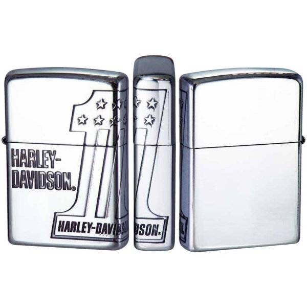 Photo1: Zippo Harley Davidson Japan Limited No.1 Design 2-sides Etching Silver Plating HDP-35 Oil Lighter (1)