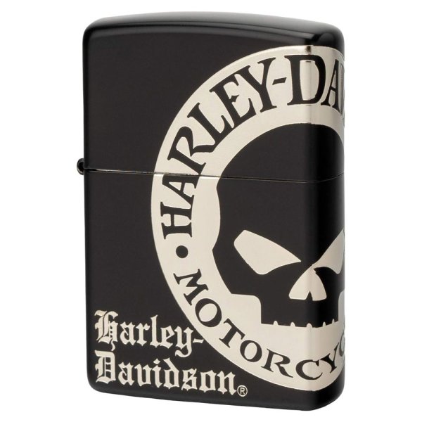 Photo2: Zippo Harley Davidson Japan Limited Skull 4-sides Etching Matte Black Silver Plating HDP-32 Oil Lighter (2)