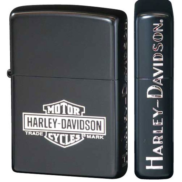 Photo1: Zippo Harley Davidson Japan Limited Bar Shield 2-sides Etching Matte Black Silver Plating HDP-38 Oil Lighter (1)
