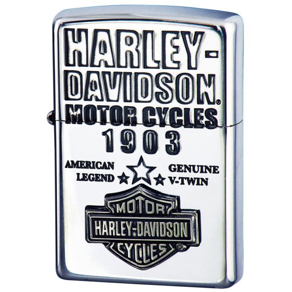 Photo1: Zippo Harley Davidson Japan Limited Oxidized Silver Plating Bar Shield Metal HDP-58 Oil Lighter (1)