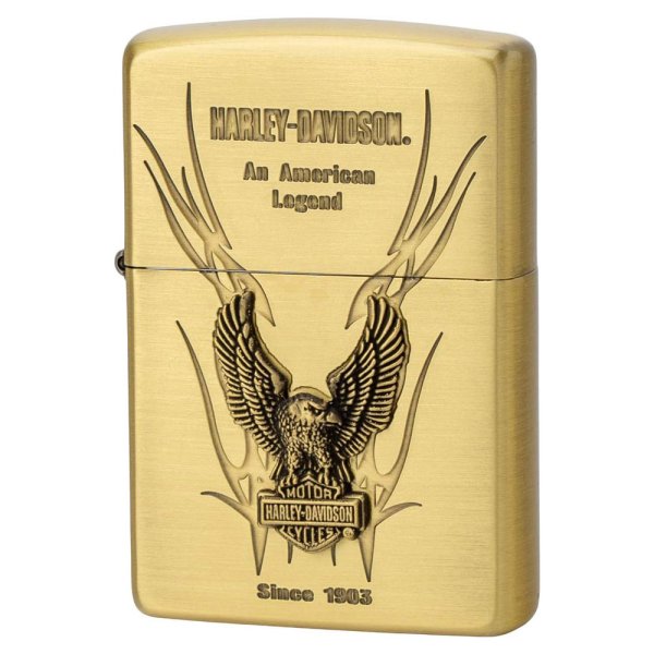 Photo1: Zippo Harley Davidson Japan Limited Big Eagle Bar Shield Metal Brass HDP-12 Oil Lighter (1)