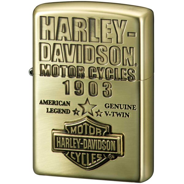 Photo1: Zippo Harley Davidson Japan Limited Oxidized Brass Plating Bar Shield Metal HDP-61 Oil Lighter (1)