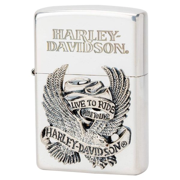 Photo1: Zippo Harley Davidson Japan Limited Silver Plating Big Eagle Metal Etching HDP-08 Oil Lighter (1)