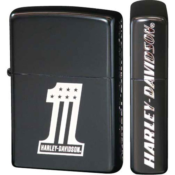 Photo1: Zippo Harley Davidson Japan Limited No.1 Design 2-sides Etching Matte Black Silver Plating HDP-39 Oil Lighter (1)