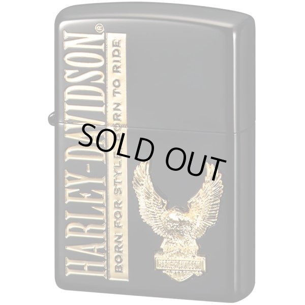 Photo1: Zippo Harley Davidson Japan Limited Ion Black Gold Eagle Metal Etching HDP-50 Oil Lighter (1)