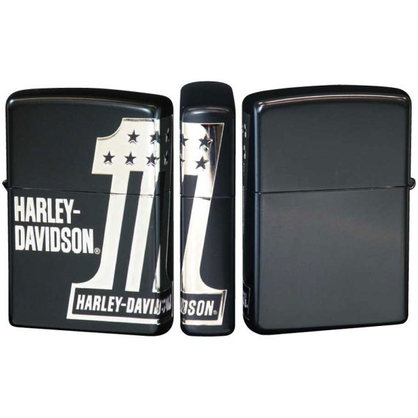 Photo1: Zippo Harley Davidson Japan Limited No.1 Design 2-sides Etching Matte Black Silver Plating HDP-31 Oil Lighter (1)