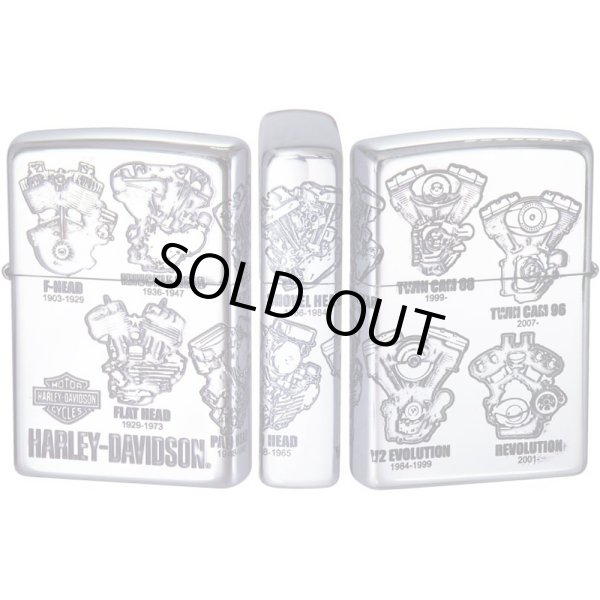 Photo1: Zippo Harley Davidson Japan Limited Engine Design 3-sides Etching Oxidized Silver Plating HDP-46 Oil Lighter (1)