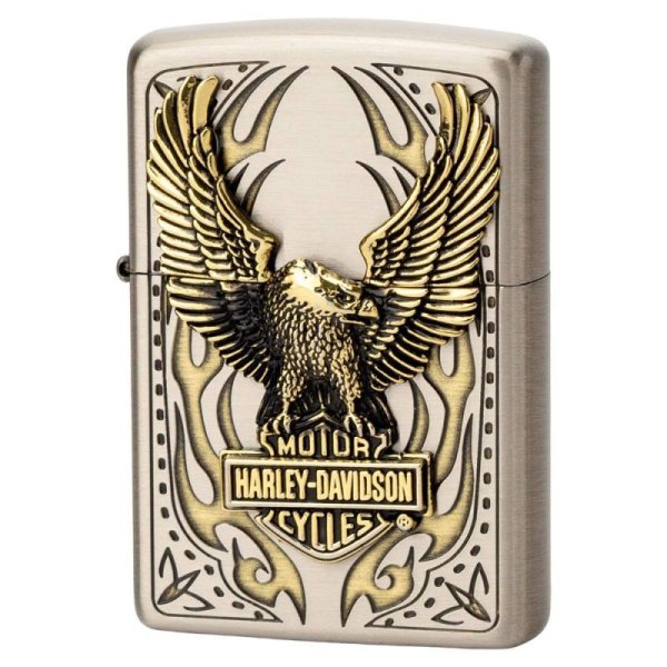 Photo1: Zippo Harley Davidson Japan Limited Eagle Metal Antique Nickel Brass HDP-73 Oil Lighter (1)