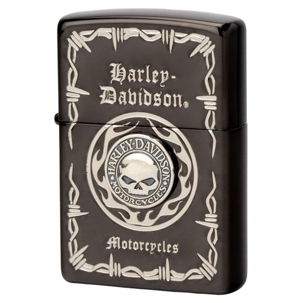 Photo1: Zippo Harley Davidson Japan Limited Skull Metal Black Ion Nickel HDP-69 Oil Lighter (1)