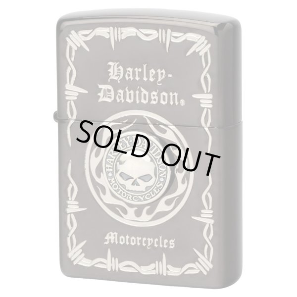 Photo1: Zippo Harley Davidson Japan Limited Skull Metal Black Ion Nickel HDP-69 Oil Lighter (1)
