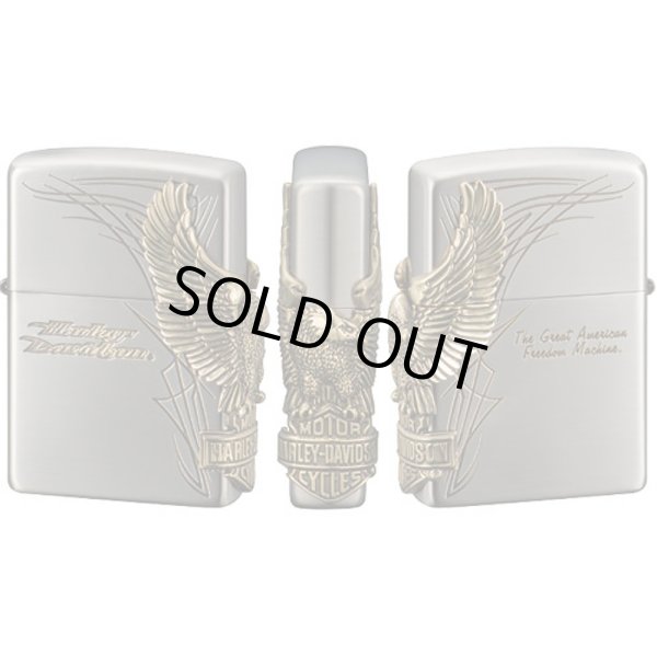 Photo1: Zippo Harley Davidson Japan Limited Eagle 3-sides Metal Antique Nickel Brass HDP-66 Oil Lighter (1)