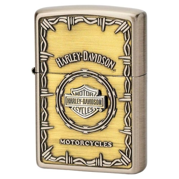 Photo1: Zippo Harley Davidson Japan Limited Bar Shield Metal Antique Nickel Brass HDP-67 Oil Lighter (1)