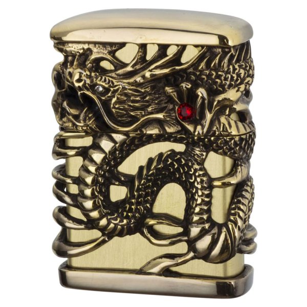 Photo1: Zippo Sky Dragon Tenryu Full Metal Jacket Heavy Weight Antique Brass Gold Japan Limited Oil Lighter (1)