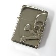 Photo1: Used Zippo Skull Crossbones 3-sides Metal Oxidized Silver Plating Japan Limited Oil Lighter (1)