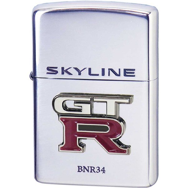 Photo1: Zippo NISSAN Skyline GT-R BNR34 R34 Emblem Metal Silver Plating Japan Limited Oil Lighter (1)