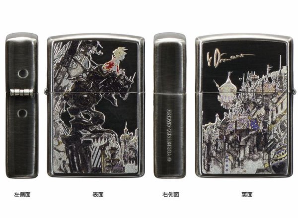 Photo4: Final Fantasy Zippo Amano Yoshitaka Machi City Black Silver Plating Both Sides Etching Japan Limited Oil Lighter (4)