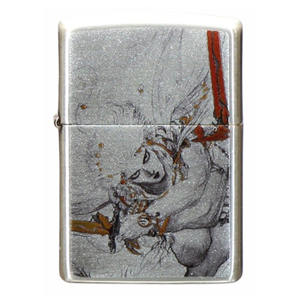 Photo1: Final Fantasy Zippo Amano Yoshitaka Twin Sword Silver Plating Etching Japan Limited Oil Lighter (1)