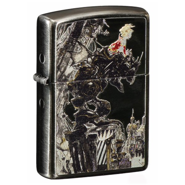 Photo1: Final Fantasy Zippo Amano Yoshitaka Machi City Black Silver Plating Both Sides Etching Japan Limited Oil Lighter (1)