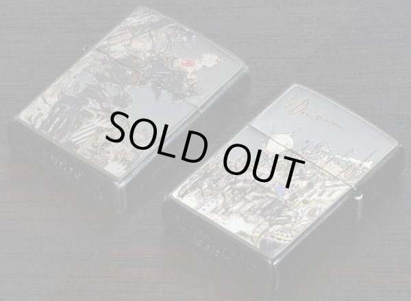 Photo5: Final Fantasy Zippo Amano Yoshitaka Machi City Black Silver Plating Both Sides Etching Japan Limited Oil Lighter (5)