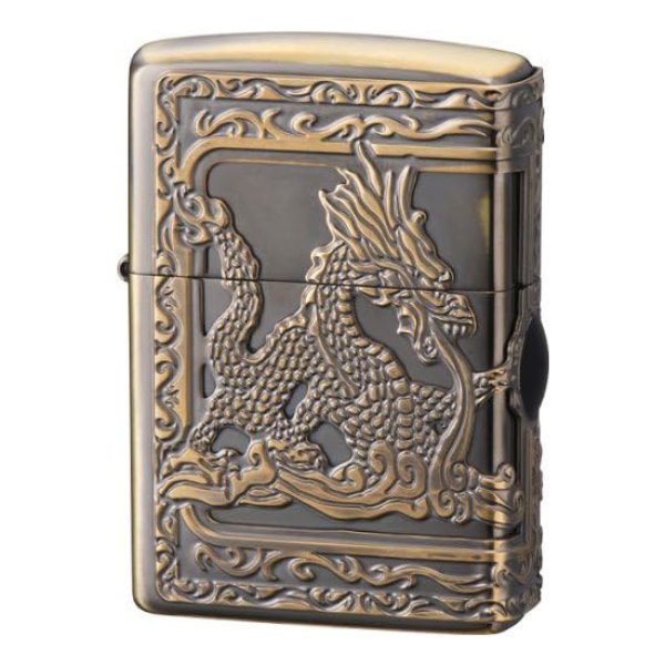 Photo1: Zippo Dragon Ryu 3-Sides Metal Epoxy Resin Imitation Onyx Oxidized Brass Plating Japan Limited Oil Lighter (1)