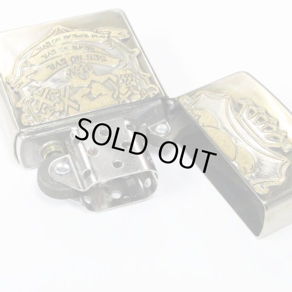 Photo3: Outlet Zippo Three wise Monkeys Skull Metal Used Finish Feeling Japan Limited Oil Lighter (3)