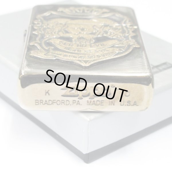 Photo4: Outlet Zippo Three wise Monkeys Skull Metal Used Finish Feeling Japan Limited Oil Lighter (4)