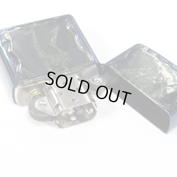 Photo3: Outlet Zippo Backwards Skeleton Skull Frame Metal Blue Japan Limited Oil Lighter (3)