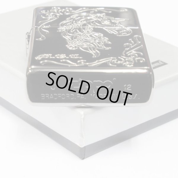 Photo4: Outlet Zippo Silver Unicorn Black Nickel Plating Etching Japan Limited Oil Lighter (4)