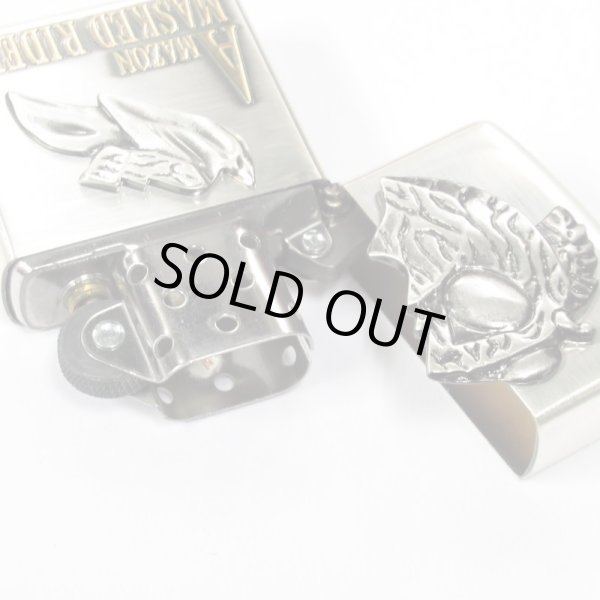 Photo3: Vintage Zippo Kamen Rider Amazon Face Metal Masked Rider 35th Anniversary Japanese Hero Japan Limited Oil Lighter (3)