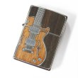 Photo1: Zippo Guitar Wood Inlay Both Sides Etching Oxidized Silver Plating Japan Limited Oil Lighter (1)
