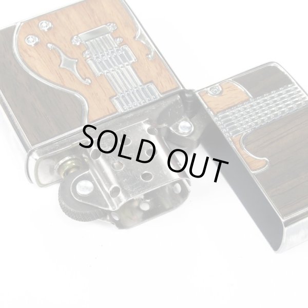 Photo3: Zippo Guitar Wood Inlay Both Sides Etching Oxidized Silver Plating Japan Limited Oil Lighter (3)